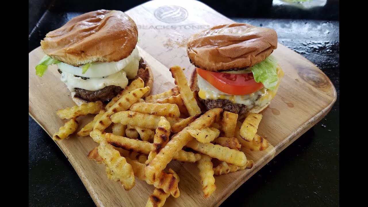 Burgers and Fries on the Blackstone Griddle - YouTube