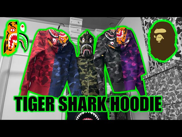 Bape Color Camo Tiger Shark Hoodie Review!!! - YouTube