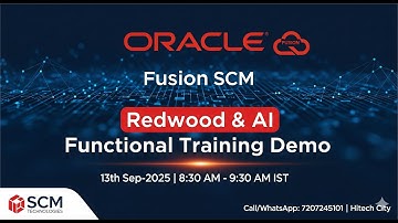 Demo Oracle Fusion SCM: 13th Sep @2025 Batch Starts on:15th Sep @2025⁩ #scm #technolo #oraclefusion
