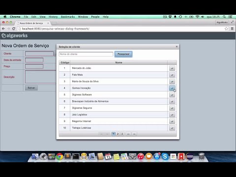 Pesquisa e seleção com Dialog Framework do PrimeFaces