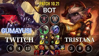 T1 Gumayusi Twitch vs Tristana Bot - KR Patch 10.21