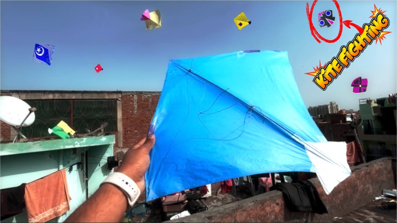 Blue kite Fighting & New Manjha Testing I kite cutting | kite catching | kite flying I kite 