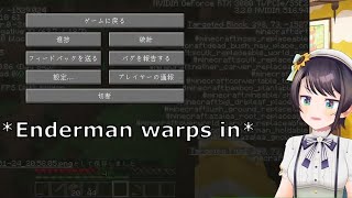 Subaru gets jumpscared by Enderman warping sound (Minecraft)  [Hololive\/Eng Sub]