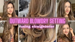 Blow dry look with straightener | My secret technique for blow dry at home 🌟