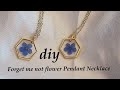 How to make resin flower pendant necklace/Forget me not flower pendant making /resin jewelry/diy