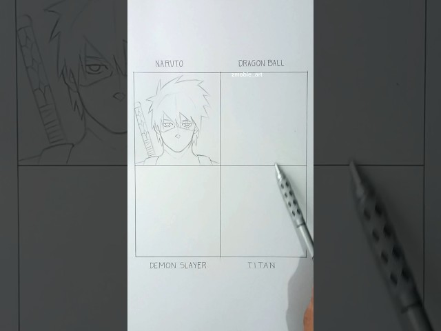 How to Draw Kakashi Hatake in different anime styles full video #shorts #anime #kakashi #drawing class=