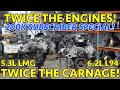 Tearing down two destroyed ls engines 53l  62l with very different failures 200k special