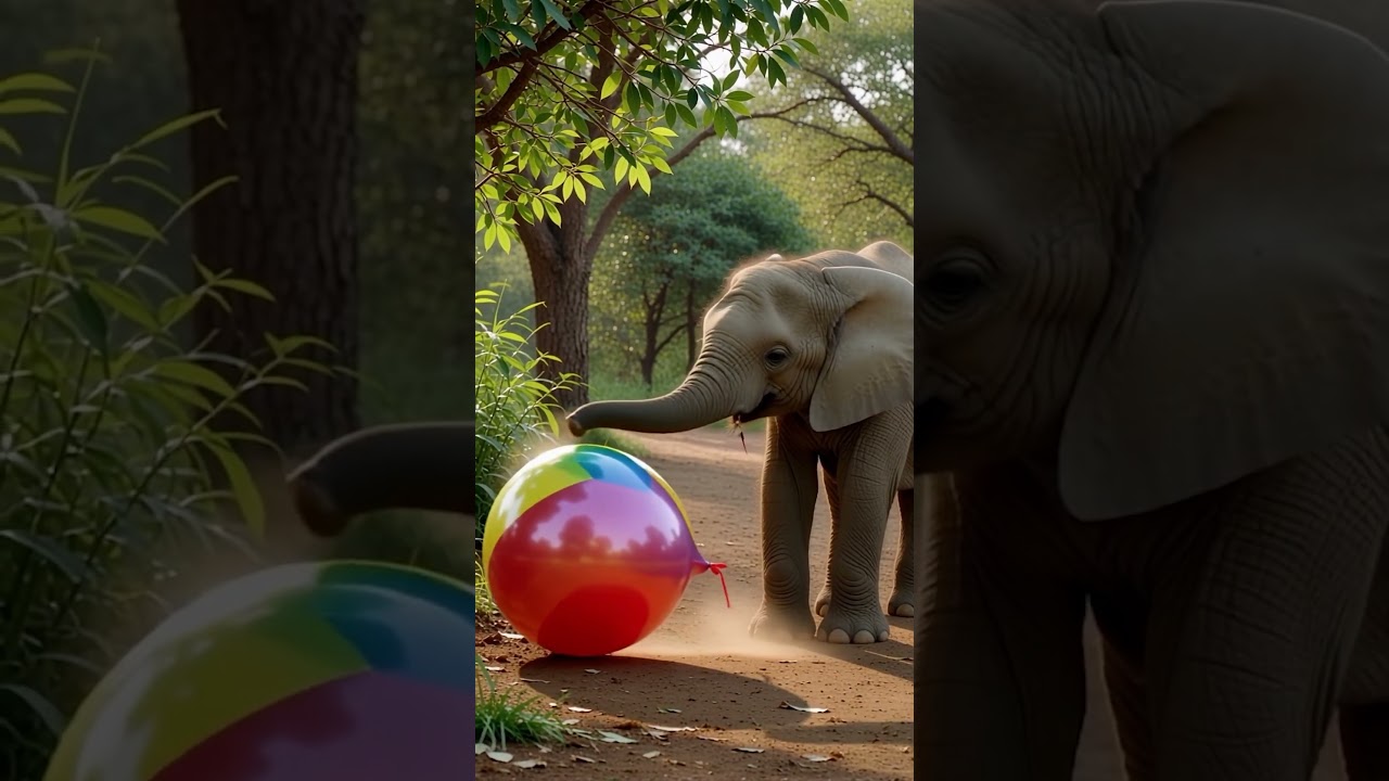 Playful Elephant vs Giant Balloon Pop or Play 🎈🐘🎉