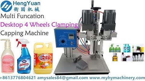 Semi automatic multi function desktop 4 wheels clamping capping machine
