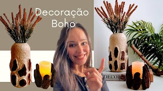 Ideias Incríveis com CASCAS DE ÁRVORE | Aprenda a Cortar GARRAFA DE VIDRO | DIY Decoração Boho