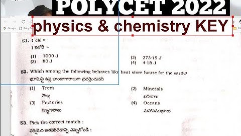 AP POLYCET - 2022 | physics & chemistry key
