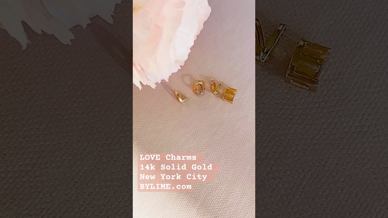 LOVE Initial 14k Solid Gold Necklace Charms Fine Jewelry  | BY L’AIMÉ NEW YORK