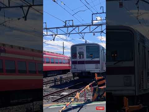 赤いりょうもう 東上線9000系と並ぶ