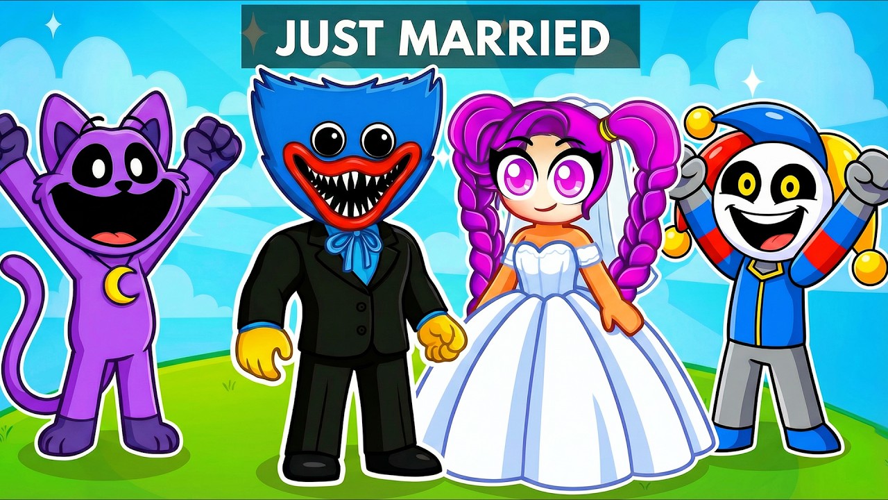 Lily Lovebraids & Huggy Wuggy get MARRIED in Roblox!
