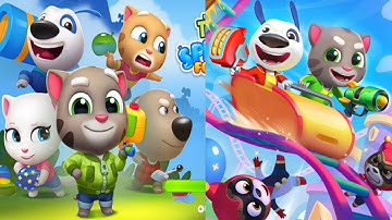 Talking Tom blast park VS Talking Tom splash force android iso mobile gameplay walkthrough | FULL HD