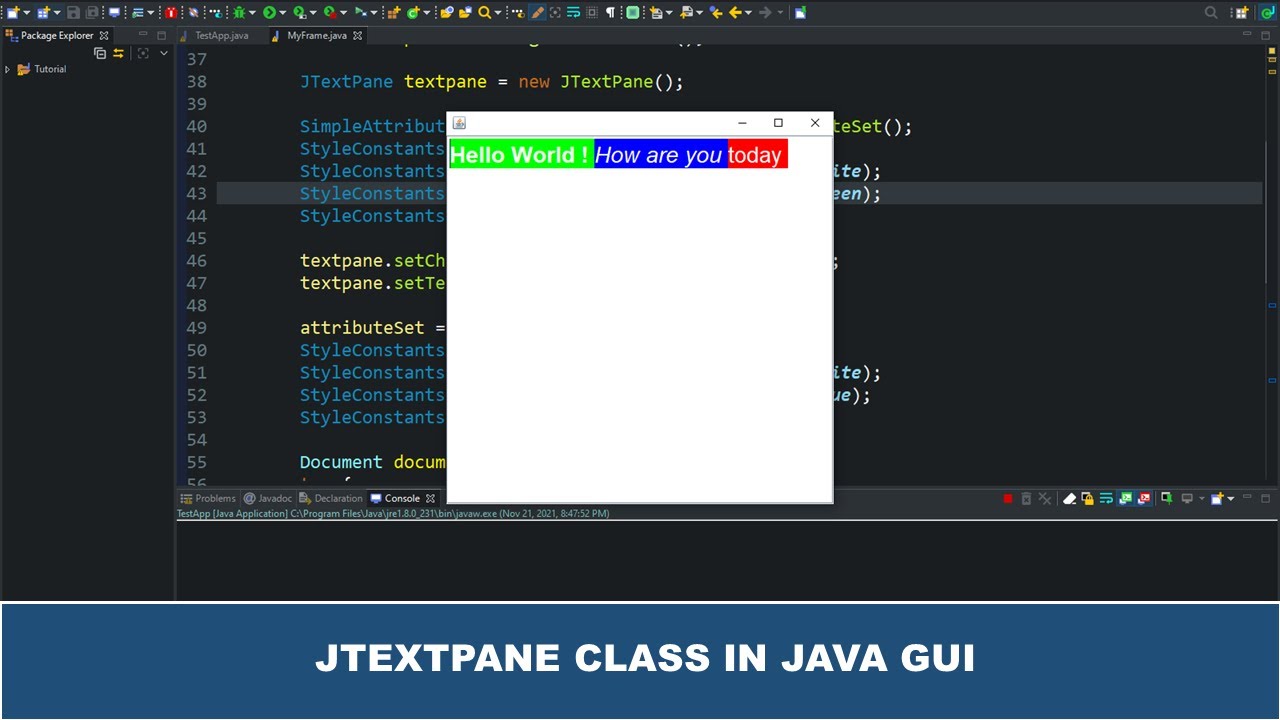 Java Gui Tutorial #67 - Create A Textpane Using Jtextpane Class In Java Gui Swing