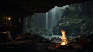 Rain sounds for sleep - Great shelter in the foggy rainforest - Caves, rain and fire, ASMR sounds