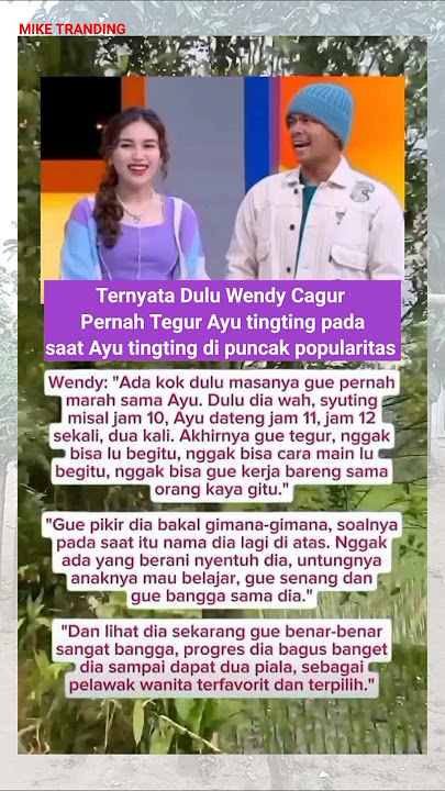 Wendy Cagur pernah tegur ayu tingting #shorts #beritahari #beritaviral #artis #gossip #trending