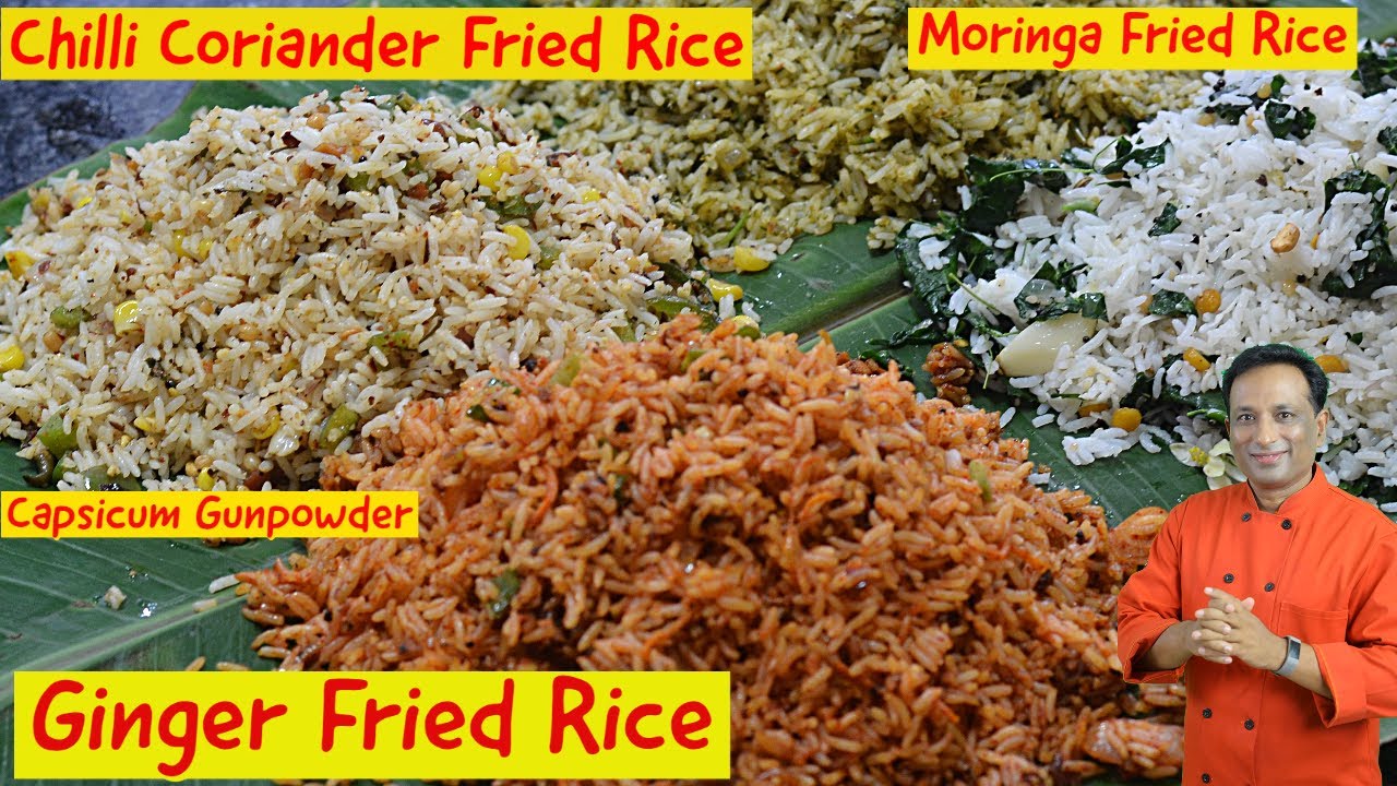 4 Instant  Fried Rice -Ginger Fried Rice - Chili Coriander Rice - Capsicum Gunpowder ,Moringa Rice | Vahchef - VahRehVah