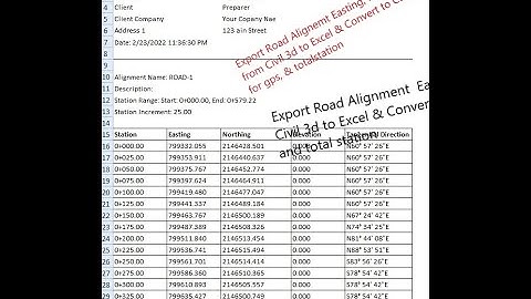 Road Alignment Station & Coordinate Export from Civil 3d To Excel Bangla