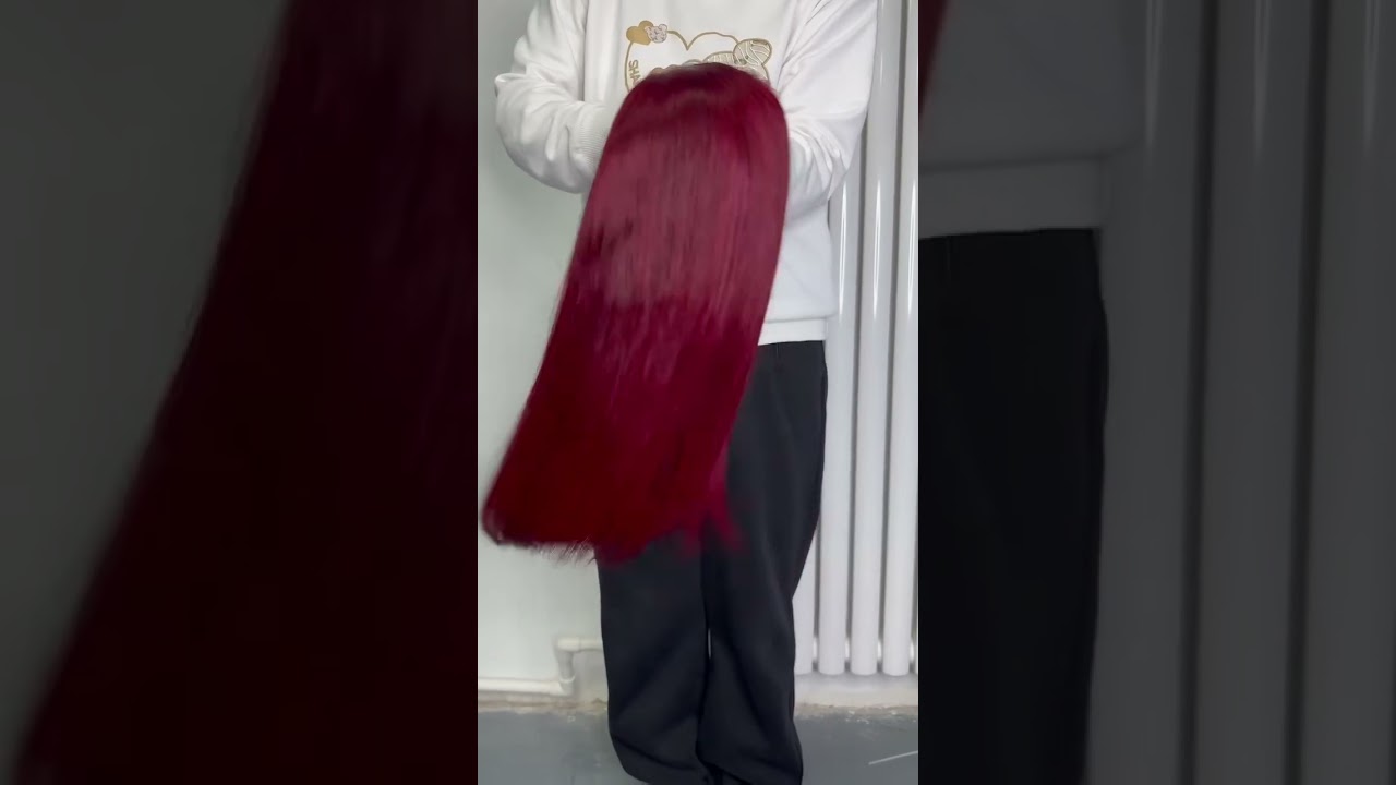 Red 99J Closure Straight Wig 