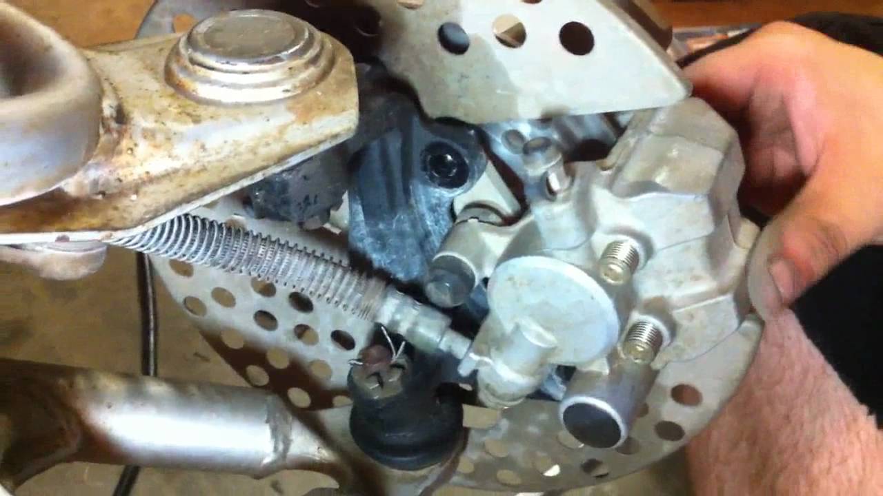 How to Replace the Front Brake Pads on a Yamaha Warriror ... yamaha banshee engine diagram 