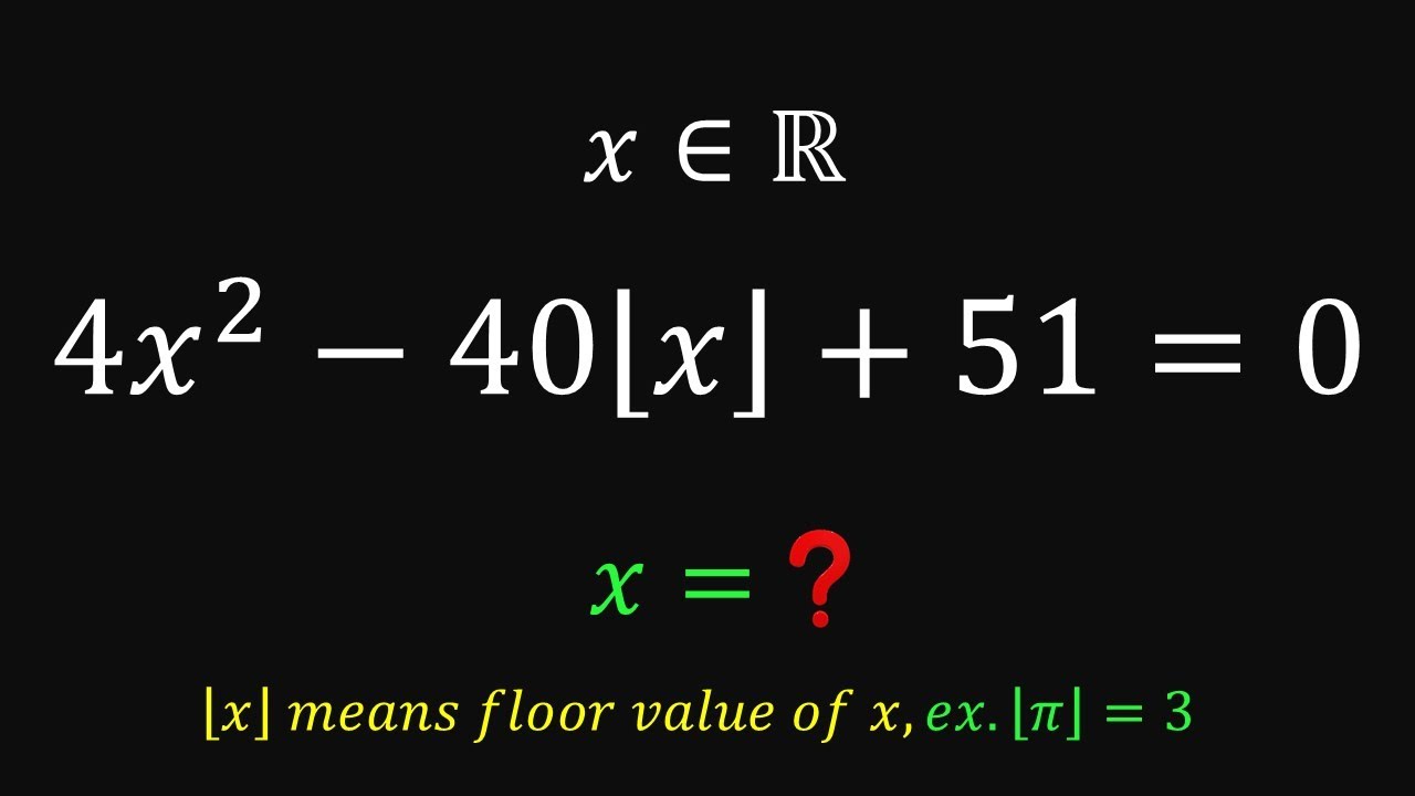 A quadratic equation involving floor value function #maths - YouTube