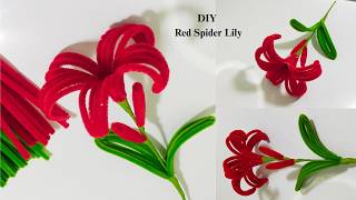 DIY Red Spider Lily | How to make beautiful Red Spider Lily Flower with Pipe Cleaner
