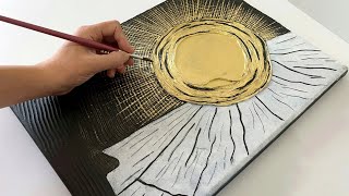 How To Paint Sun With Texture Paste And Gold Leaf | Textured Wall Art | Sun Texture Painting