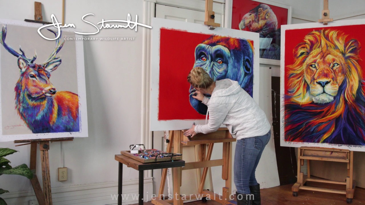 Jen Starwalt Contemporary Wildlife Artist Western Lowland Gorilla Time-lapse video to gif