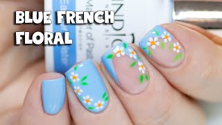 Blue French &amp; Floral Nail Art for Spring | Indigo Nails