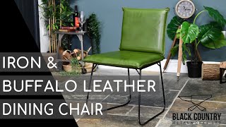 Iron & buffalo leather dining chair