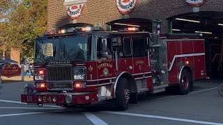 Stoneham Fire Department Engine 4 and Car 2 responding.