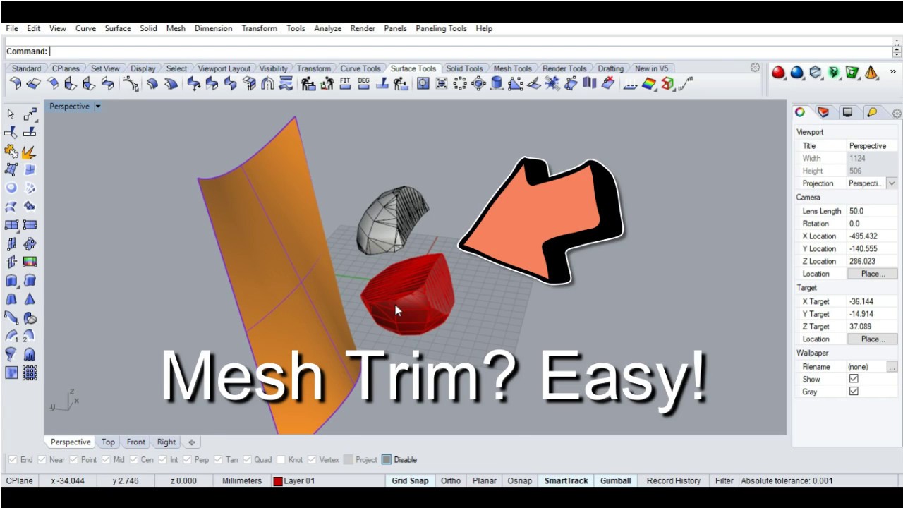 Mesh trim/split in Rhino Easiest method! 