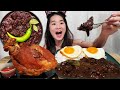 First Time Eating Filipino Pork Blood Stew! Dinuguan & Crispy Pata - Pinoy Food Mukbang w/ ASMR