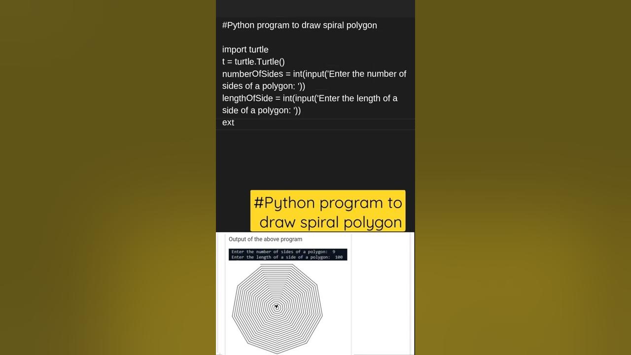 Python programming to draw spiral polugon # python turtle #python ...