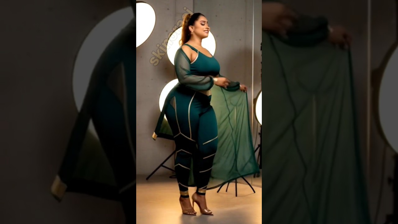 Stylish Plus Size Fashion | Green 💚 Hot Leggings Crop Top Look | Trending 2025  