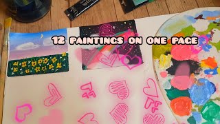 12 small paintings on one page art vlog