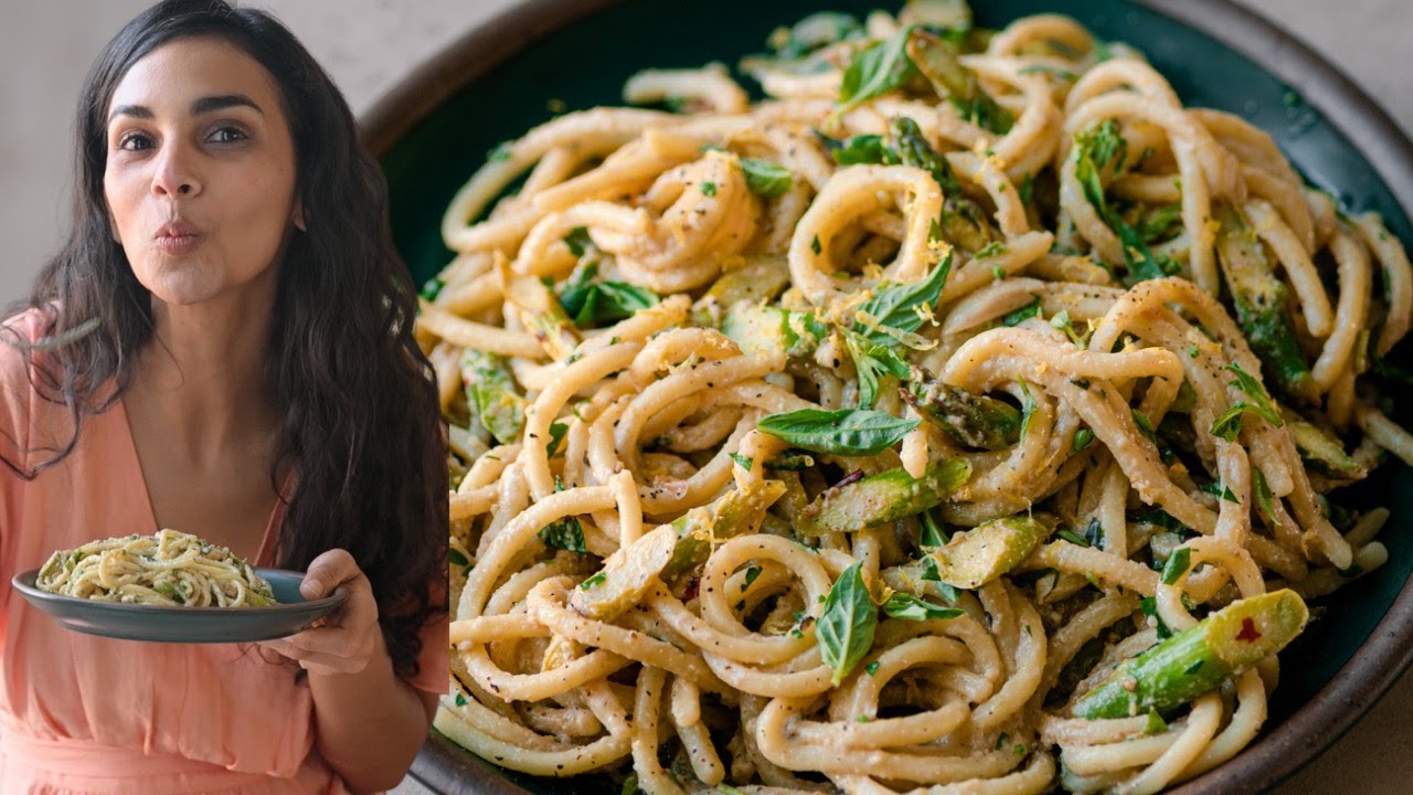 Cook with me! Lemon Asparagus Pasta + Q&A!