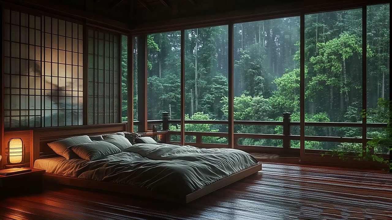 Rain Sound On Window with Soothing Piano MusicㅣRelaxing Music for Deep Sleep Study and Meditation