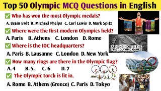 Top 50 Olympic MCQ questions in English || Olympic games || Tokyo game|| GK quiz|| #olympics #ssc 