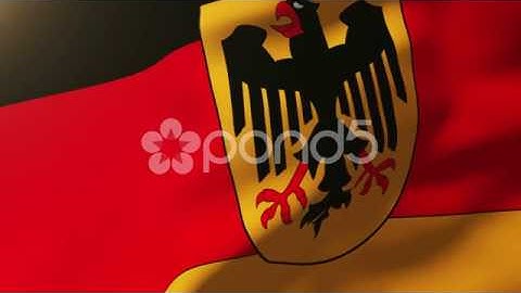 Germany With Eagle Flag Waving In The Wind. Looping Sun Rises Style. Animation