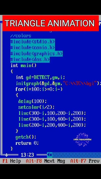 C PROGRAMMING-To draw triangle in different colors /Triangle Animation ...