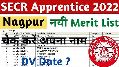 SECR Nagpur Apprentice New Merit List जारी, Railway Apprentice Merit List 2022, SECR Apprentice 2022