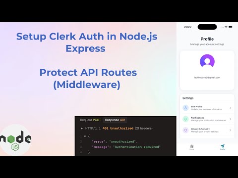 Setup Clerk Auth in Node.js Express | Protect API Routes (authMiddleware)