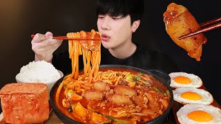 MUKBANG ASMR | Spicy Whole Tripe Hotpot Mukbang🔥 whole cooked spam and fired eggs and mushrooms!