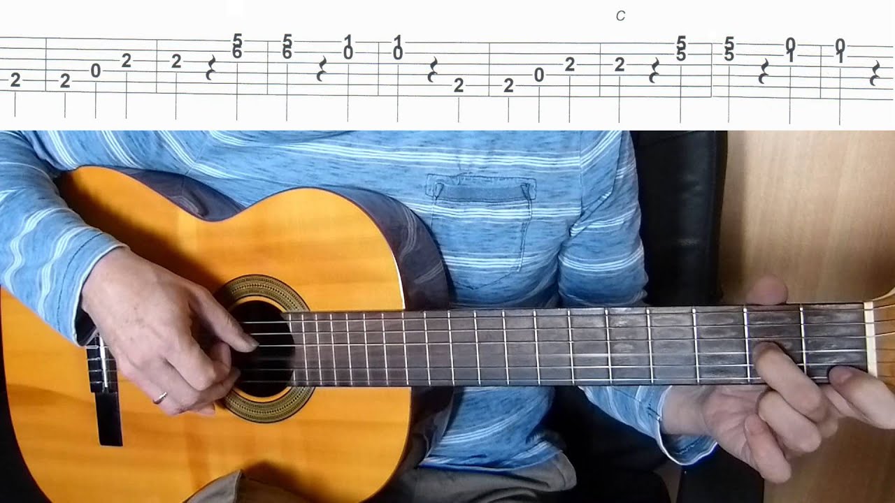 The Blue Danube Waltz Johann Strauss II Easy Guitar melody tutorial