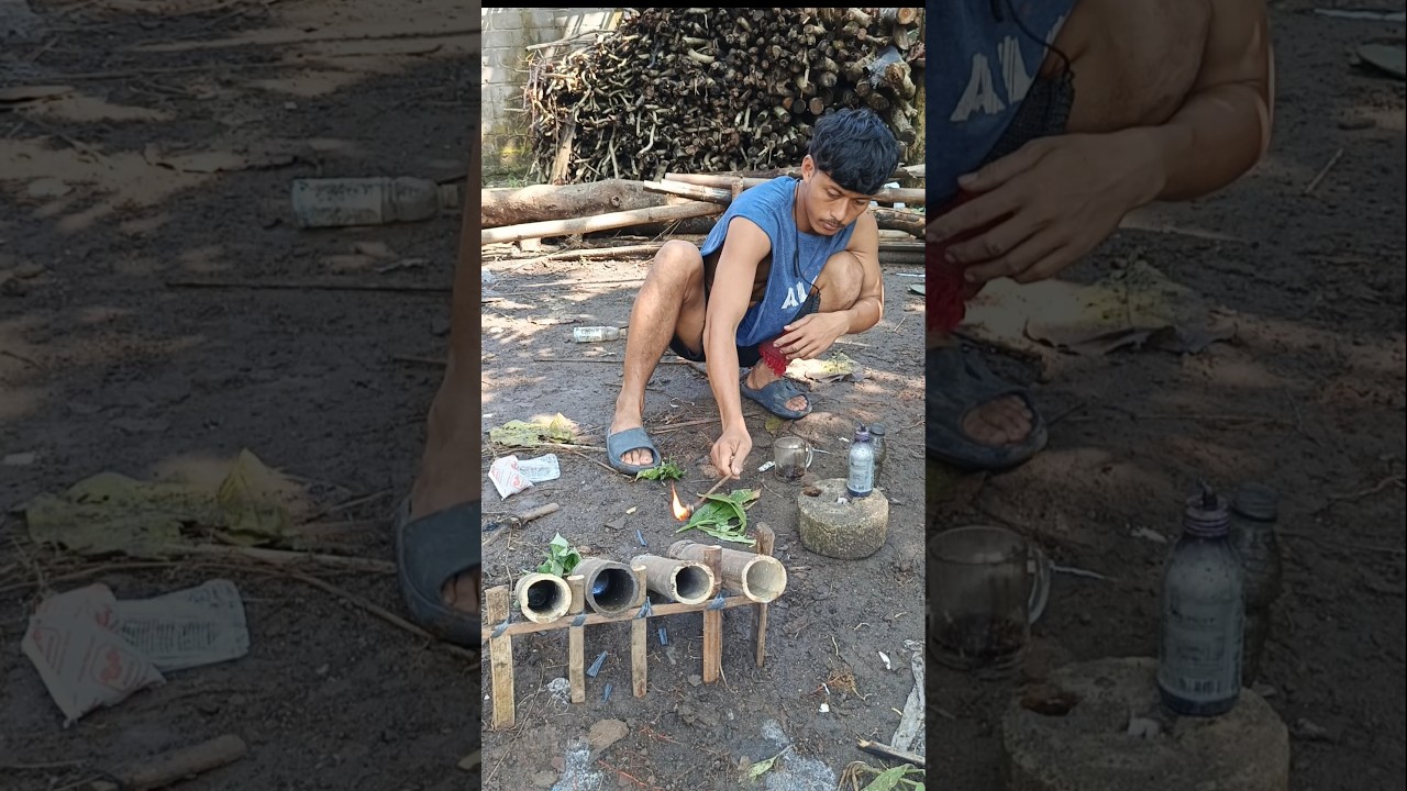 HOW TO MAKE A MINI CARBITE CANNON FROM BAMBOO #shortvideo #adventurous #hunt #CARBITE CANNON
