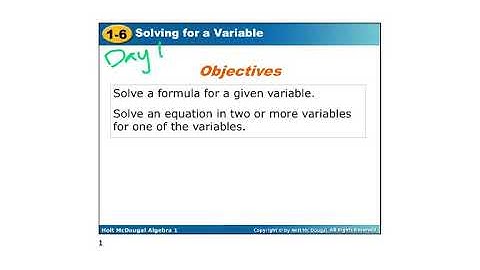 Intermediate Algebra 1.6 Day 1 Solving for a Variable Notes