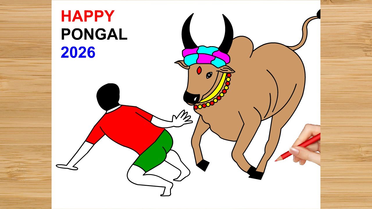 Jallikattu bull drawing easy - Jallikattu ox drawing - Pongal jallikattu sport drawing easy 2026